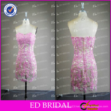 ED Bridal Sexy Short Style Sheath Pink Lace Appliqued Sweetheart Zipper Evening Dress 2017